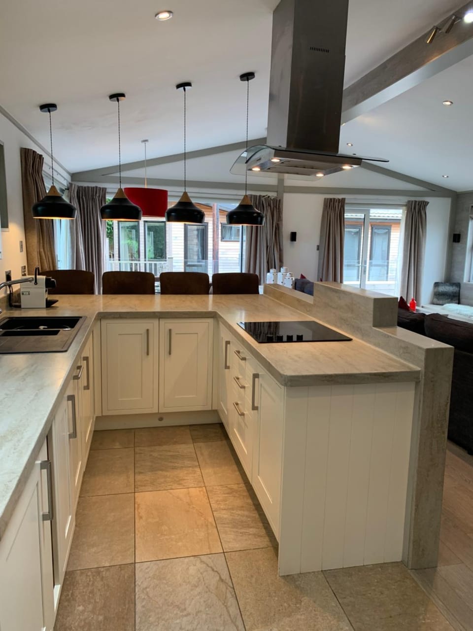 Kitchen or kitchenette, stove