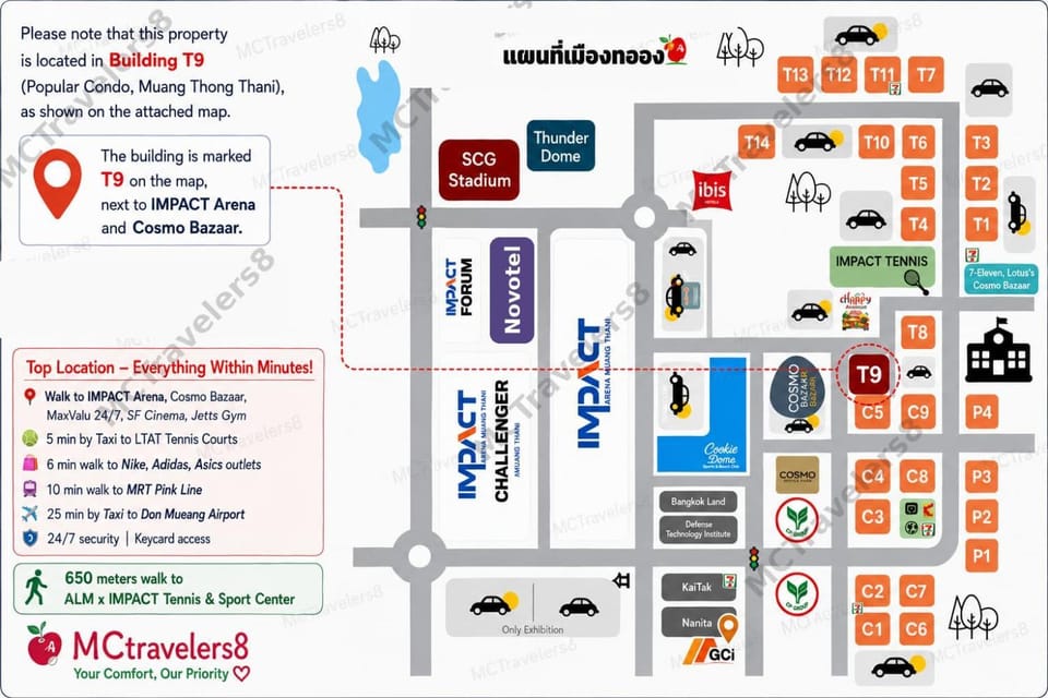 3 Beds,WiFi,Washing Machine,IMPACT Arena at T9 Apartment in Thailand
