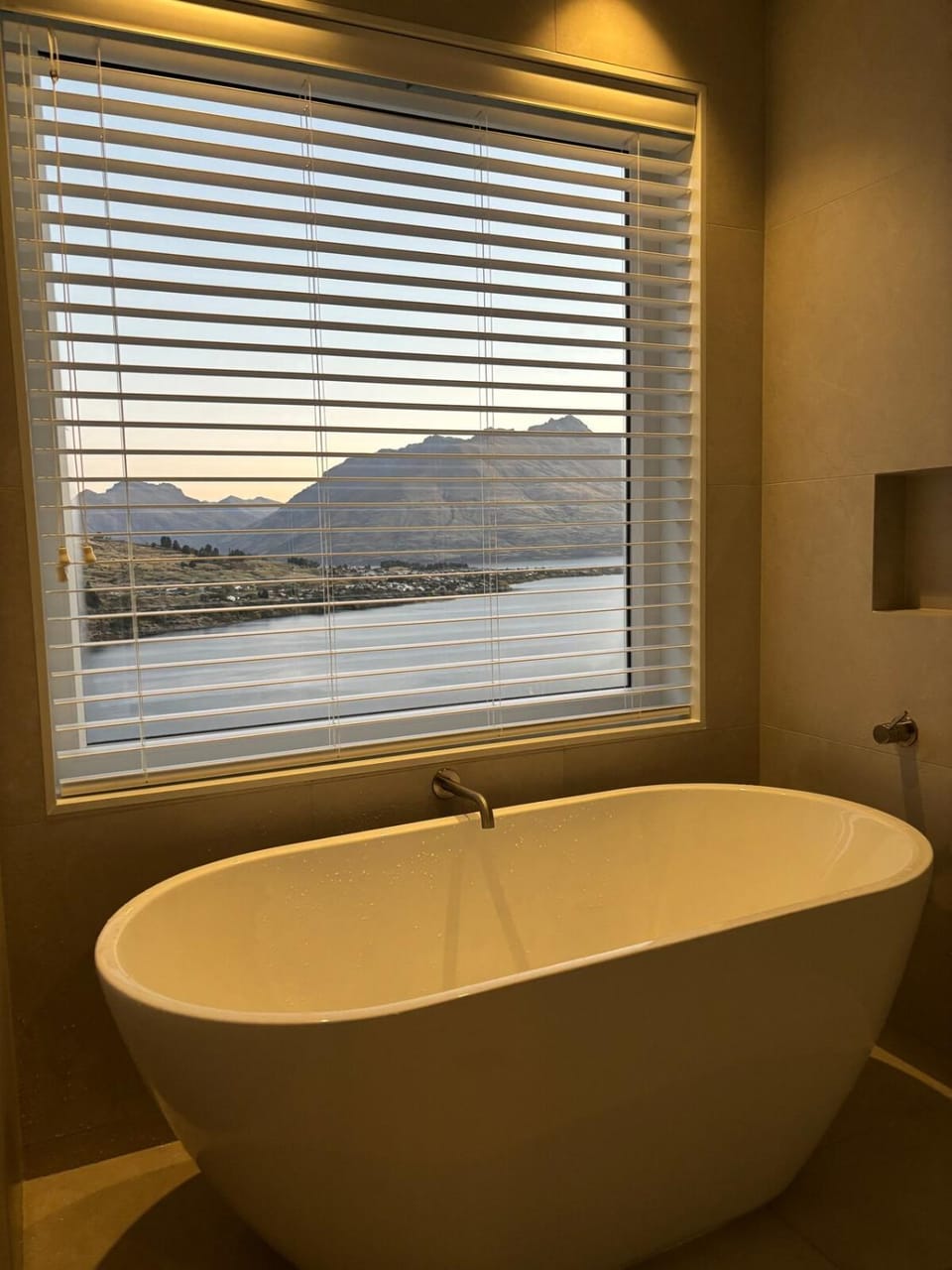 Natural landscape, Bathroom, Lake view, Mountain view, Sunset, Bath
