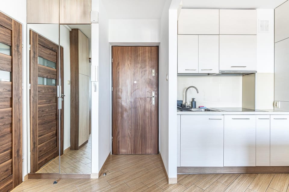 Kitchen or kitchenette, stove, wardrobe