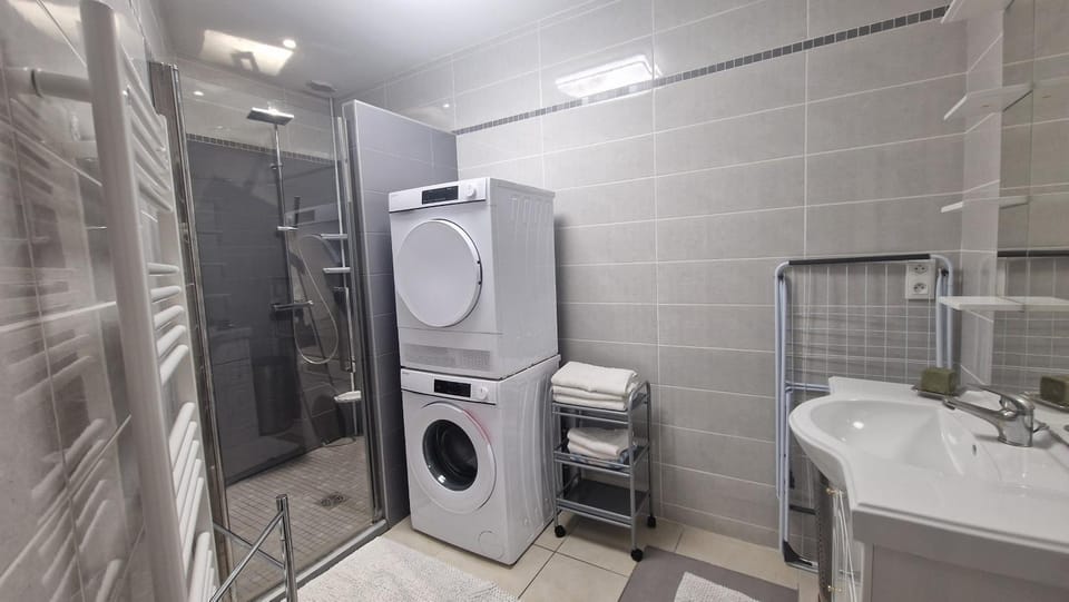 Bathroom, washing machine, dryer