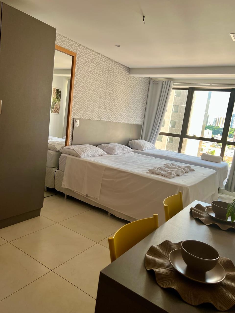 Bed, Photo of the whole room, Bedroom, towels