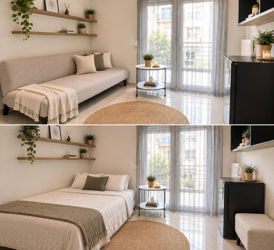 Bed, Seating area