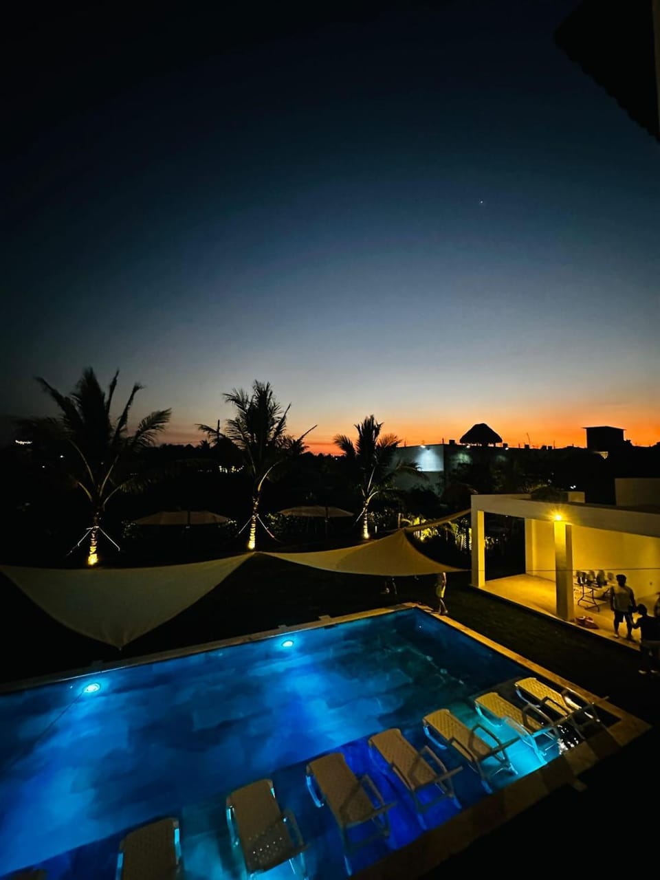 Natural landscape, Pool view, Swimming pool, Sunset