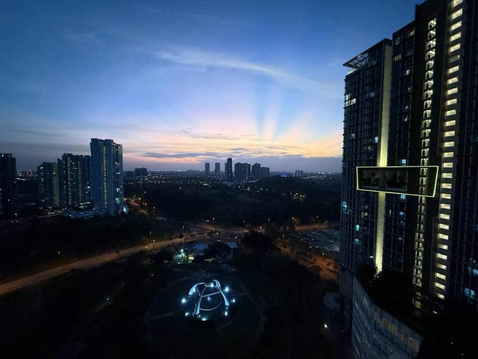 Night, City view, Sunset