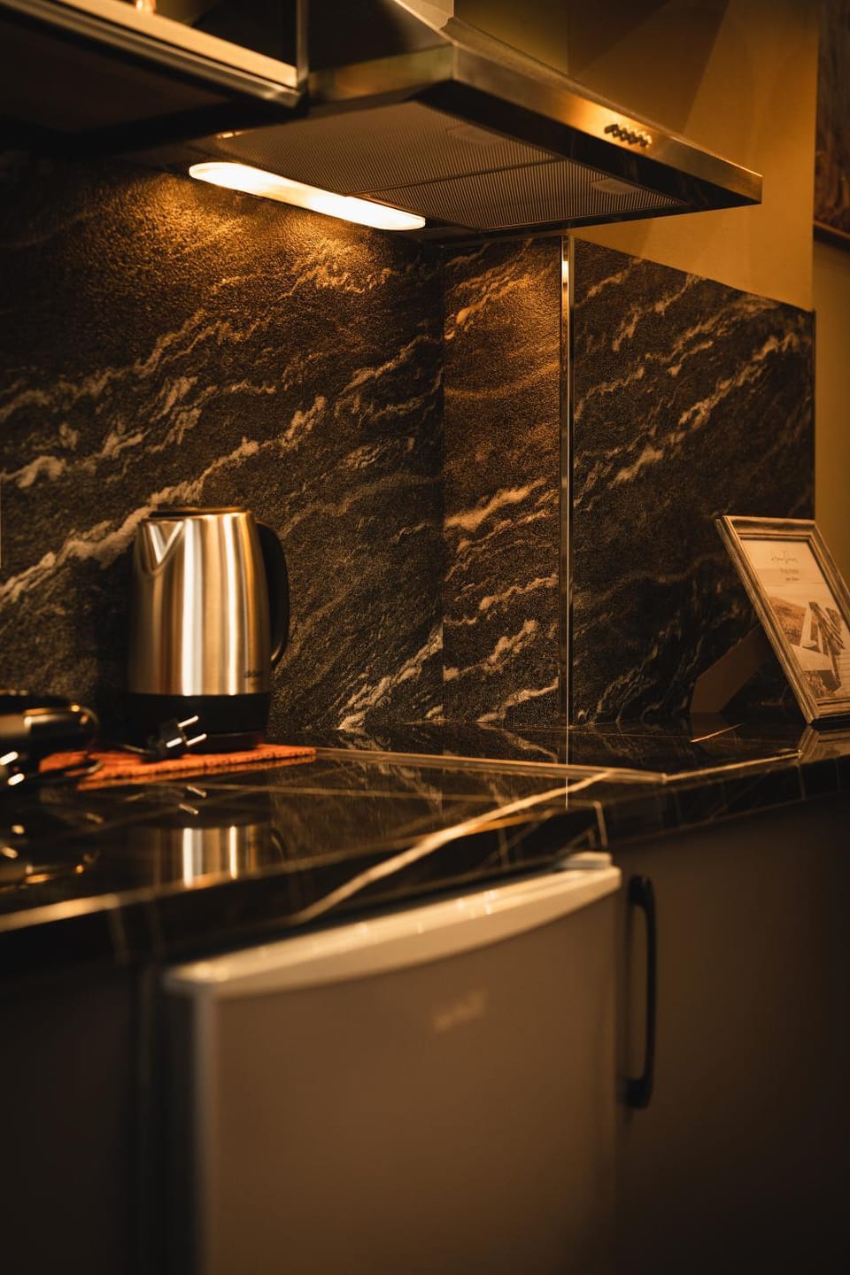 Kitchen or kitchenette, stove