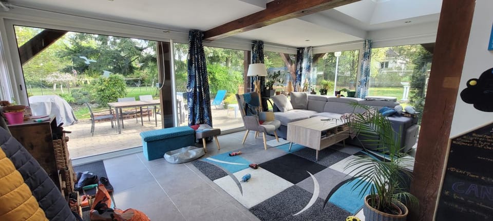 Living room, Seating area, Garden view