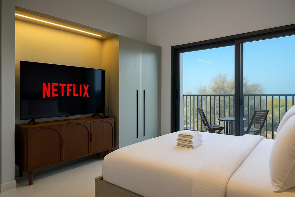 Bed, TV and multimedia, View (from property/room), Balcony/Terrace