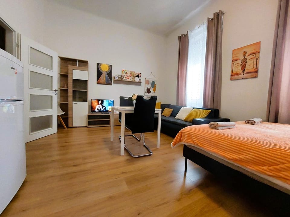 Bed, TV and multimedia, Kitchen or kitchenette, Living room, Photo of the whole room, Seating area, Dining area, Bedroom, oven, wardrobe