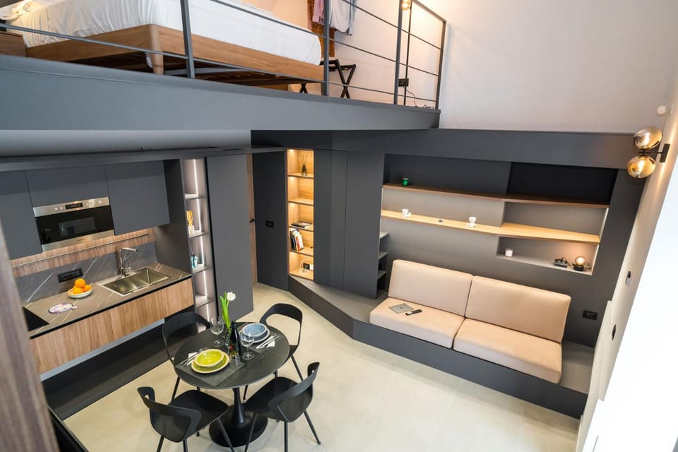 Bed, Kitchen or kitchenette, Living room, Photo of the whole room, Seating area, Dining area