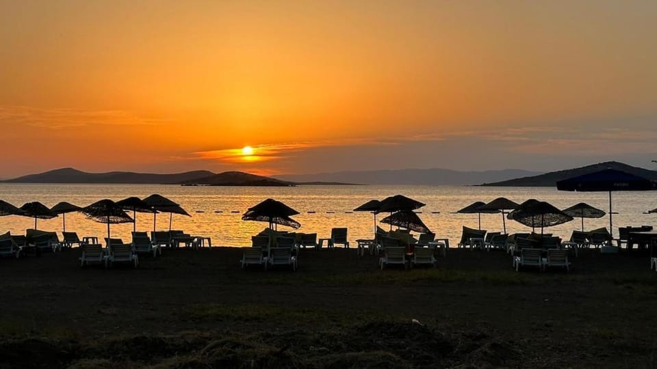 Beach, Sea view, Sunset, sunbed