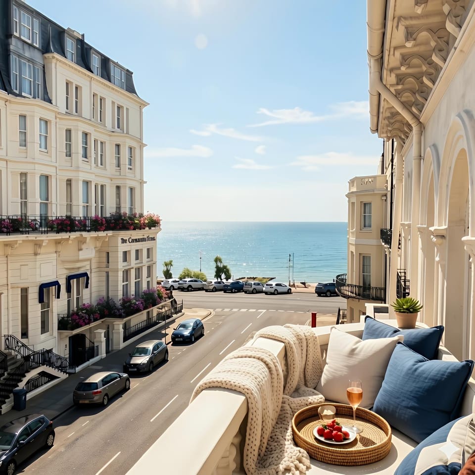 Property building, Nearby landmark, Day, Neighbourhood, Natural landscape, View (from property/room), Balcony/Terrace, Beach, Sea view, Location