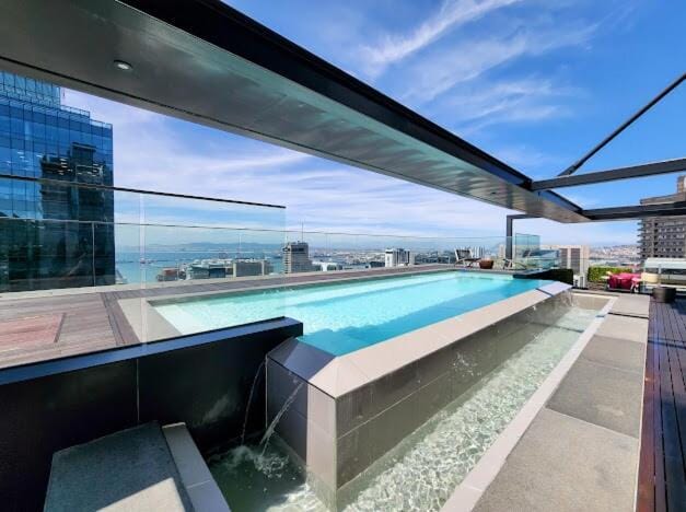 View (from property/room), Balcony/Terrace, Pool view, Swimming pool