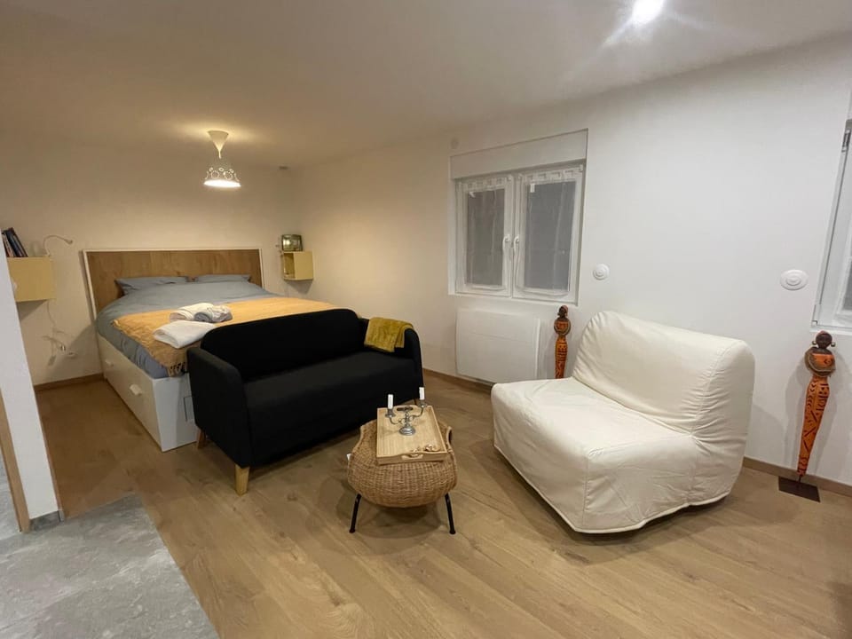 Bed, Living room, Photo of the whole room, Seating area, Bedroom, towels