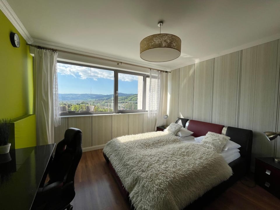 Bed, Photo of the whole room, Bedroom, Mountain view
