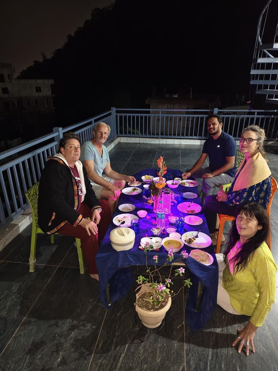 Patio, Night, Dining area, Food, Guests, group of guests
