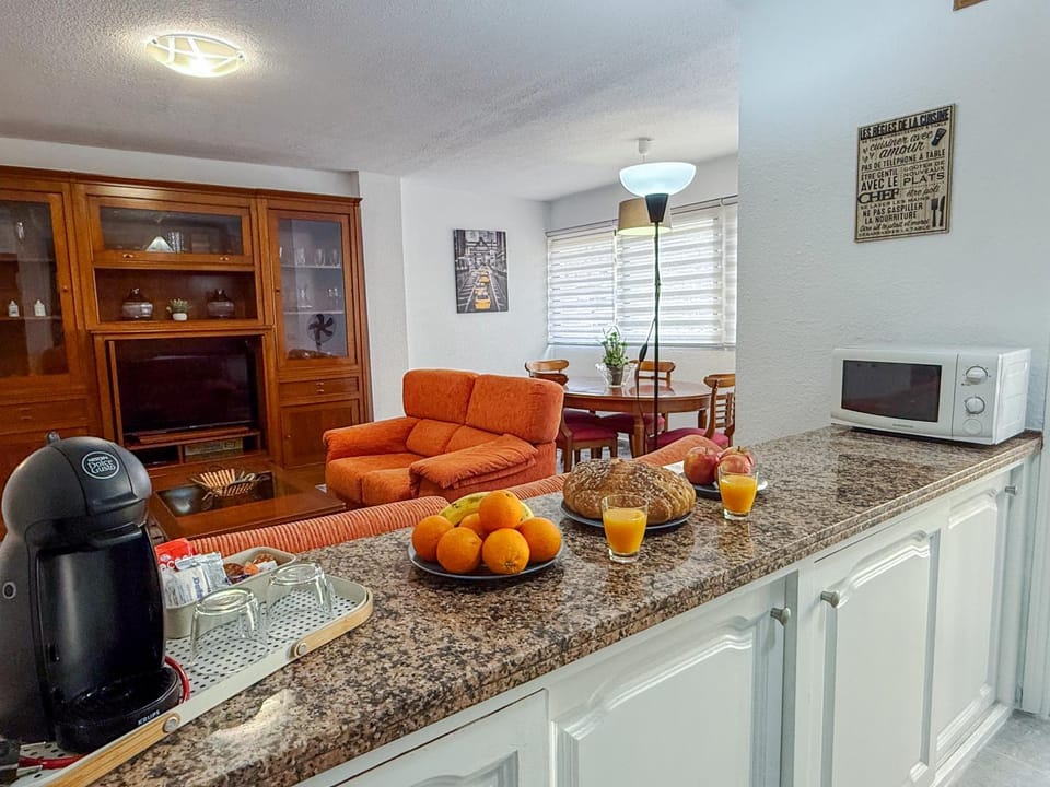 Kitchen or kitchenette, Living room, Dining area