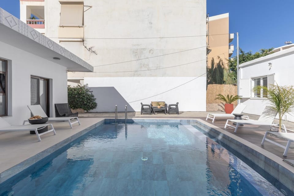Property building, Living room, Swimming pool