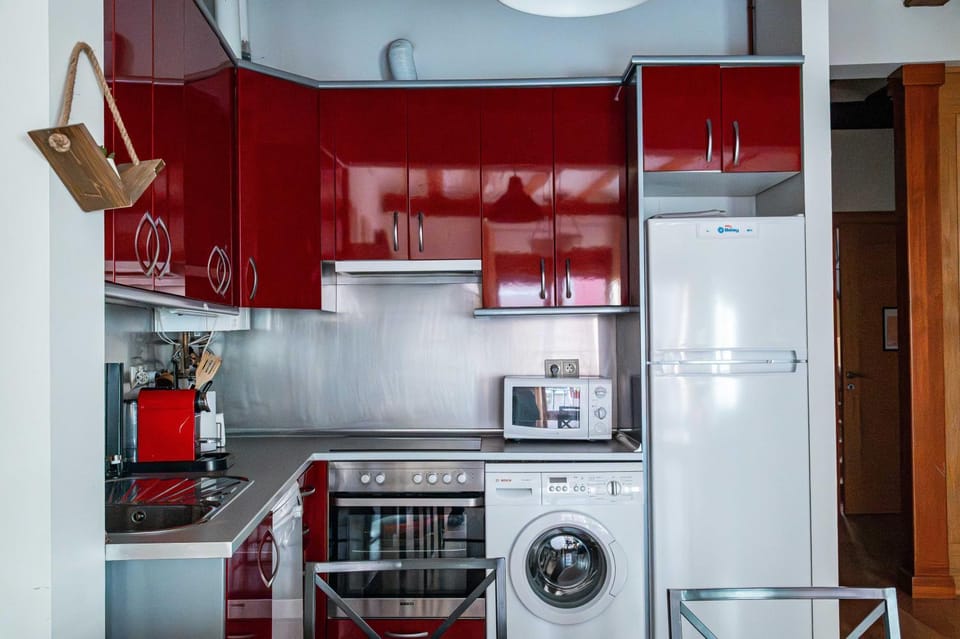 Kitchen or kitchenette, dishwasher, oven, stove, toaster, washing machine, kitchen