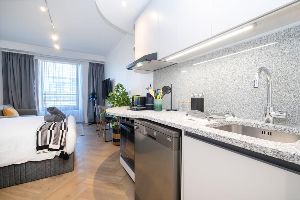 Kitchen or kitchenette, dishwasher