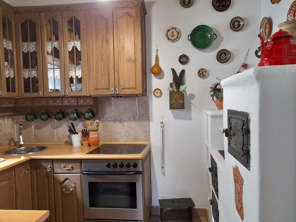 Kitchen or kitchenette, oven, stove, toaster