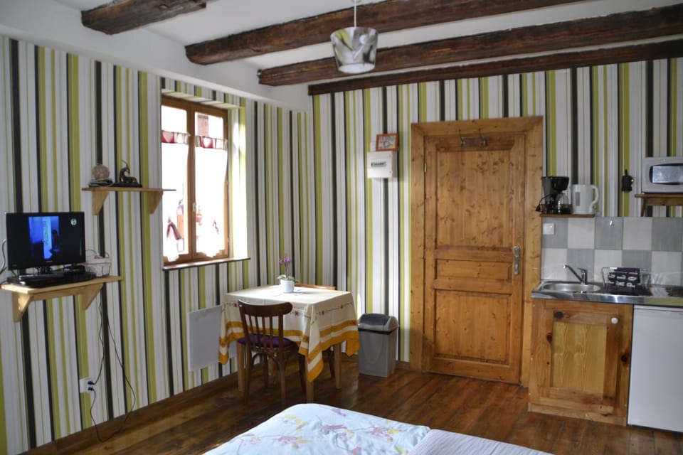 Day, Winter, Coffee/tea facilities, Kitchen or kitchenette, Living room, Photo of the whole room, Decorative detail, Seating area, Dining area, Bedroom, On site