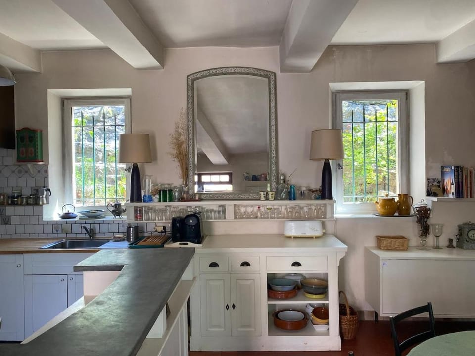 Kitchen or kitchenette, dishwasher, stove