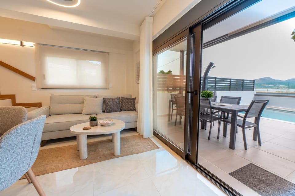 Living room, Seating area, Dining area, Pool view, Swimming pool