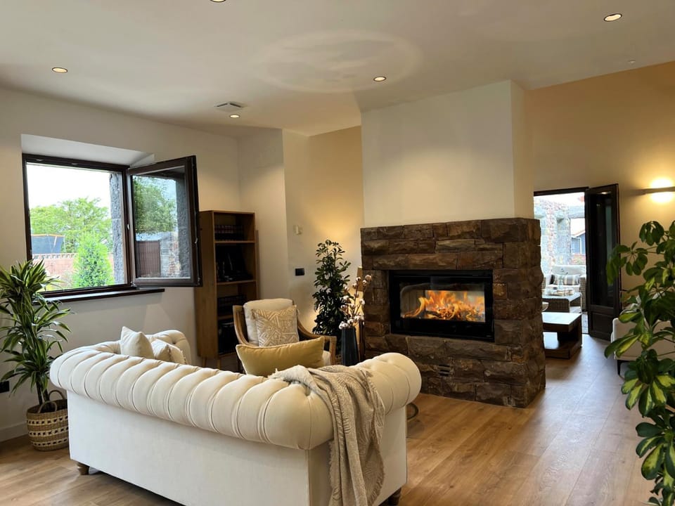 Living room, fireplace