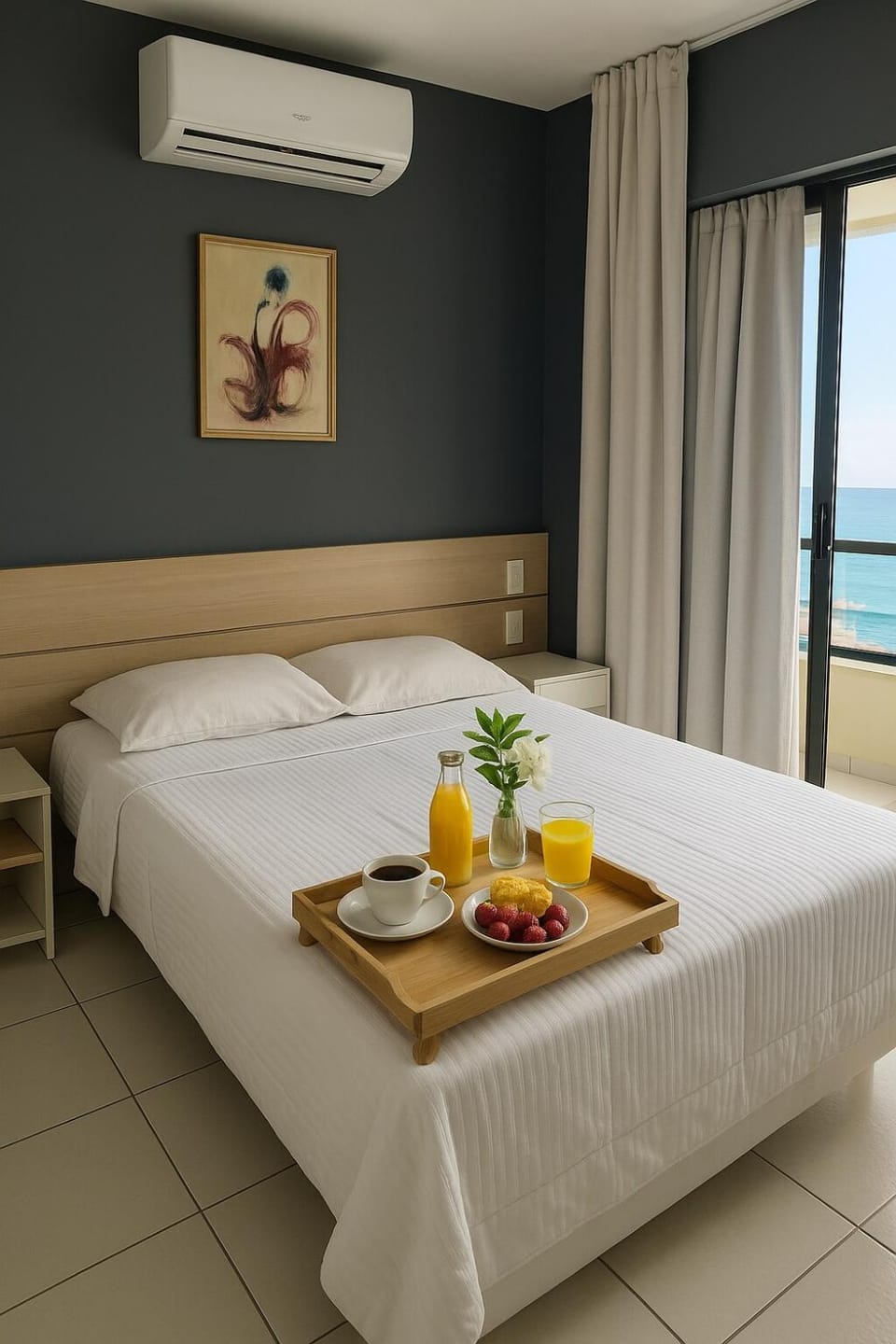 Bed, Photo of the whole room, Bedroom, air conditioner