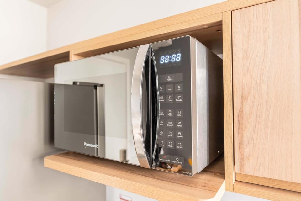 Kitchen or kitchenette, microwave