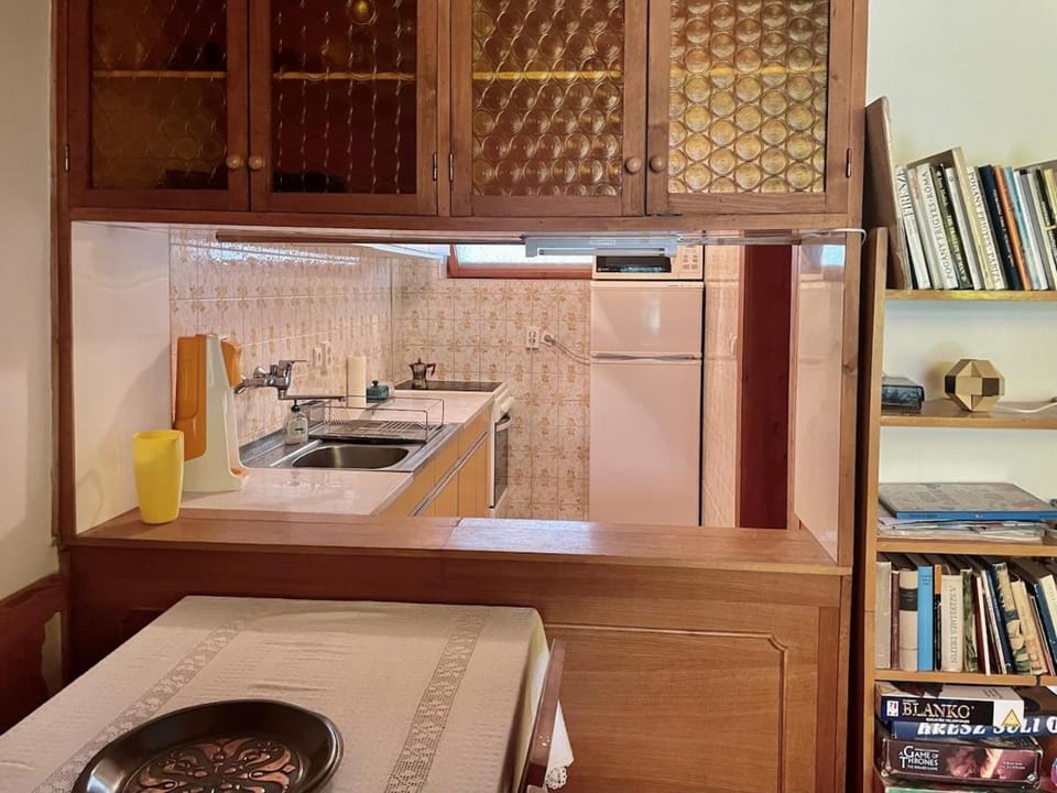 Kitchen or kitchenette, stove