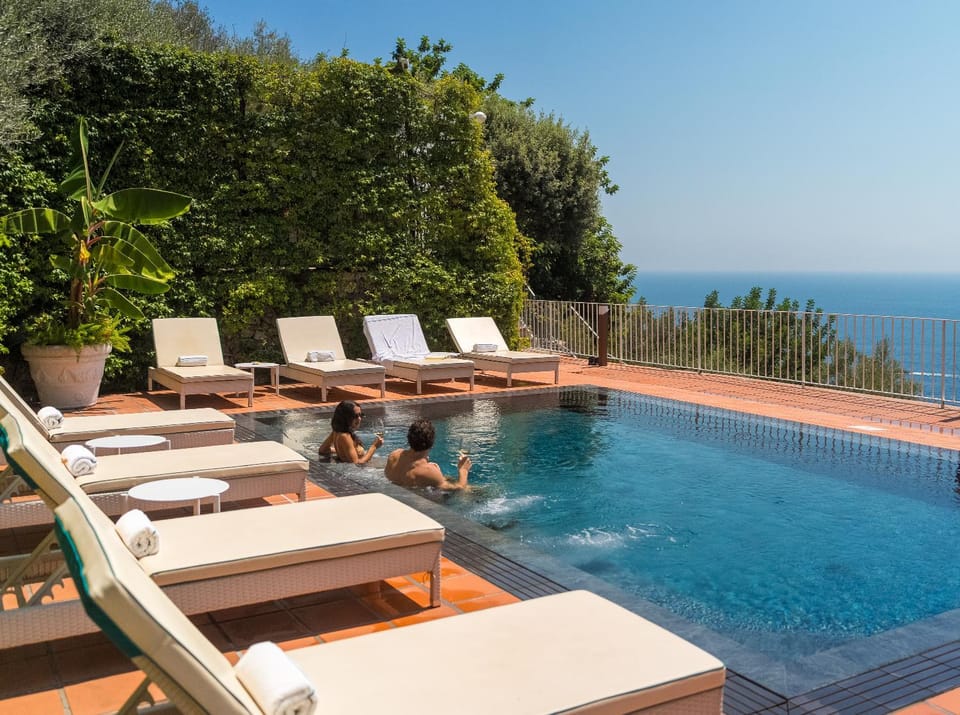 Patio, Day, Natural landscape, Pool view, Sea view, Swimming pool, sunbed