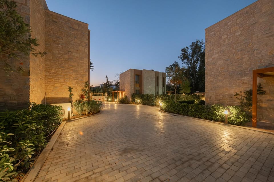 Property building, Night, Garden, Garden view