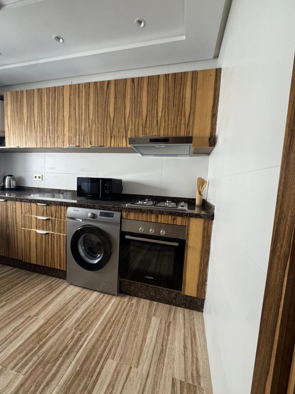 dishwasher, microwave, stove, washing machine