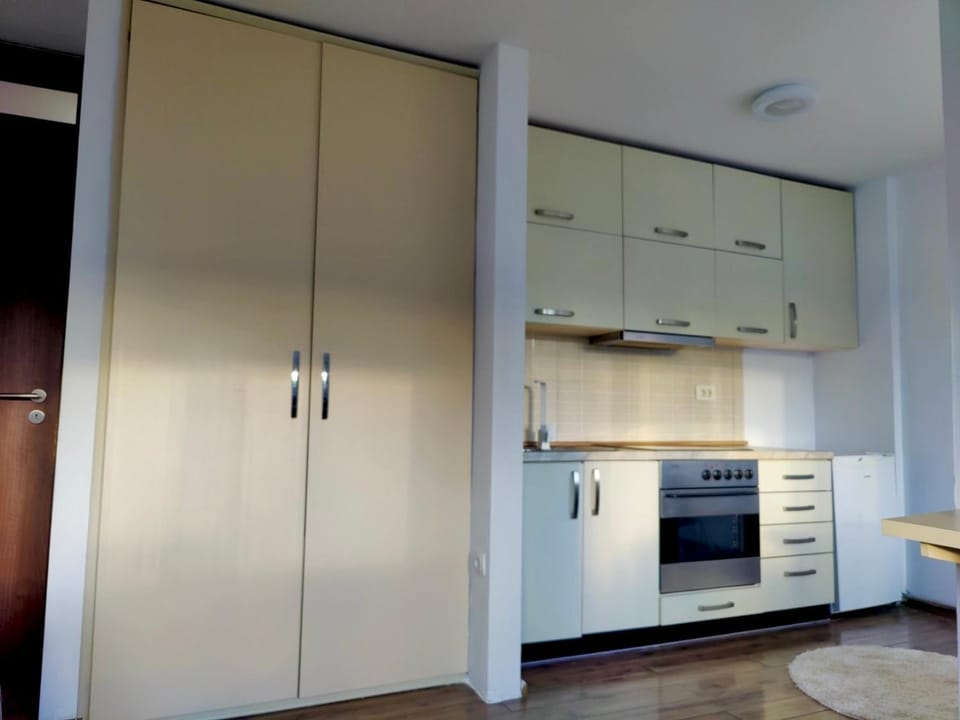 Kitchen or kitchenette, oven, stove