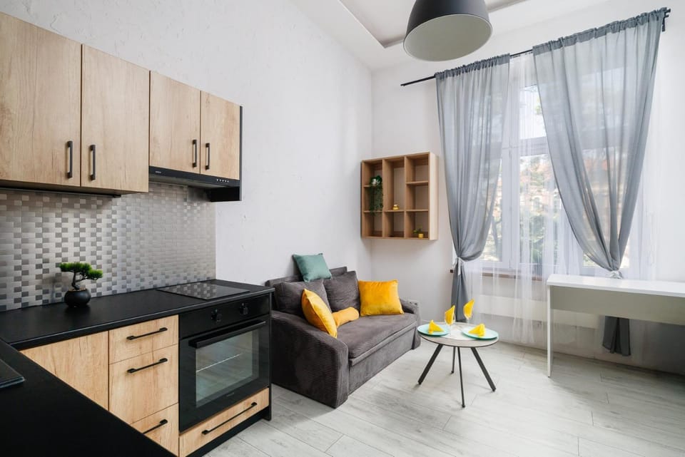 View (from property/room), Kitchen or kitchenette, Living room, Seating area