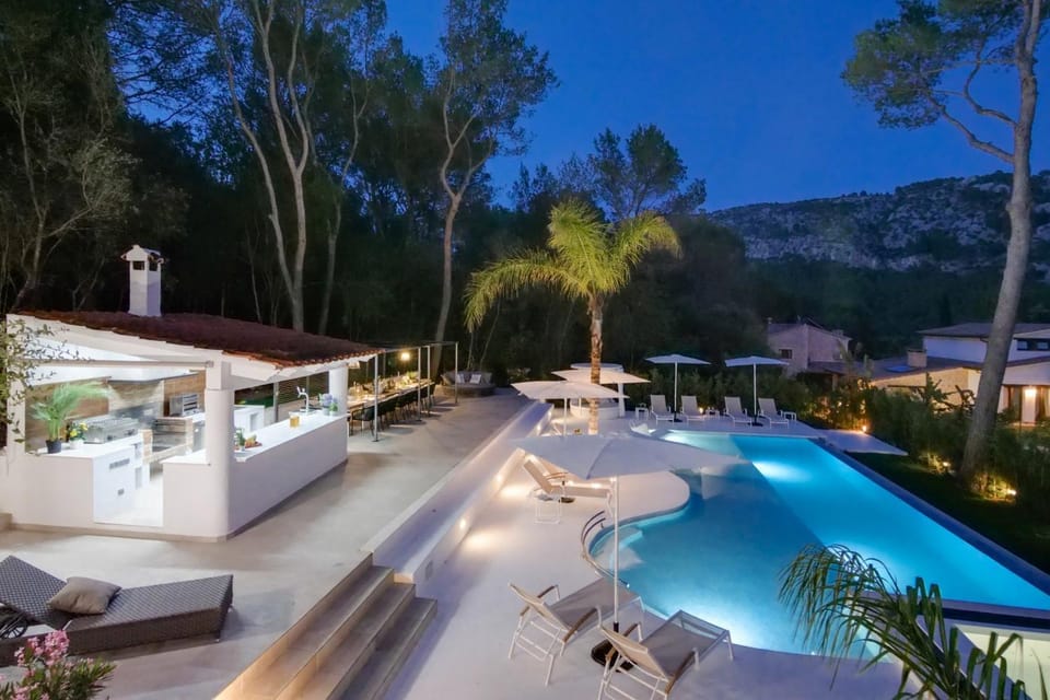 Property building, Living room, Swimming pool