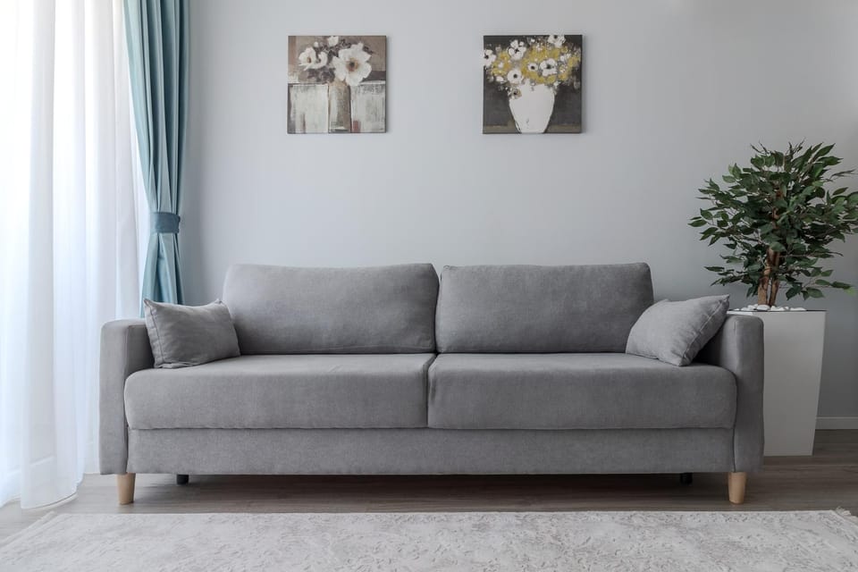 Bed, Living room, Seating area