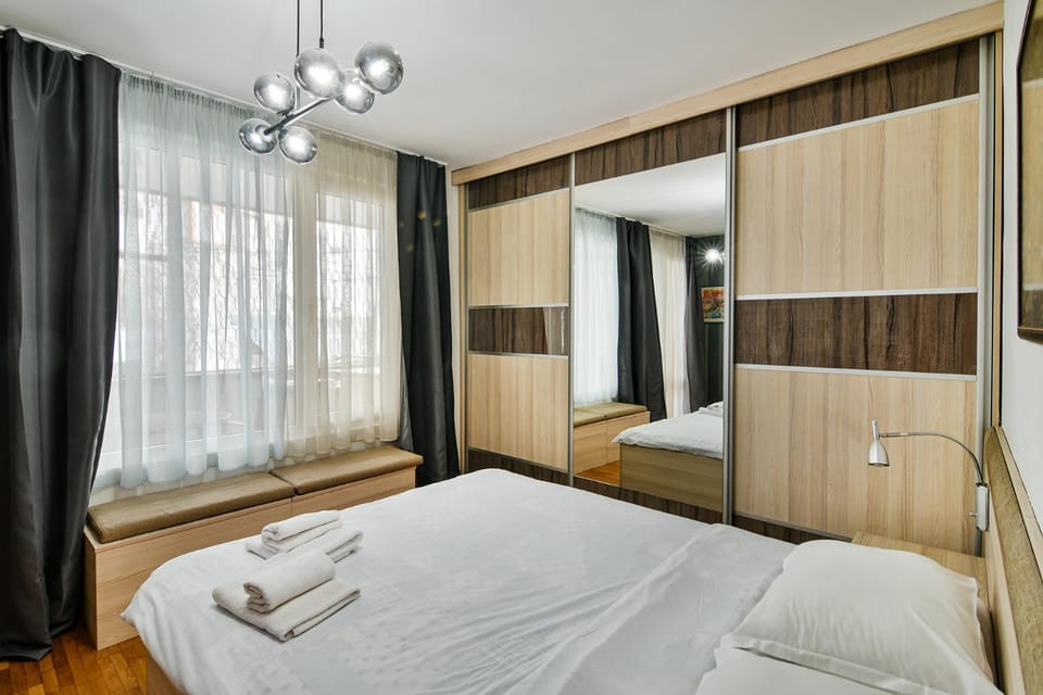 Bed, Photo of the whole room, Bedroom, towels, wardrobe
