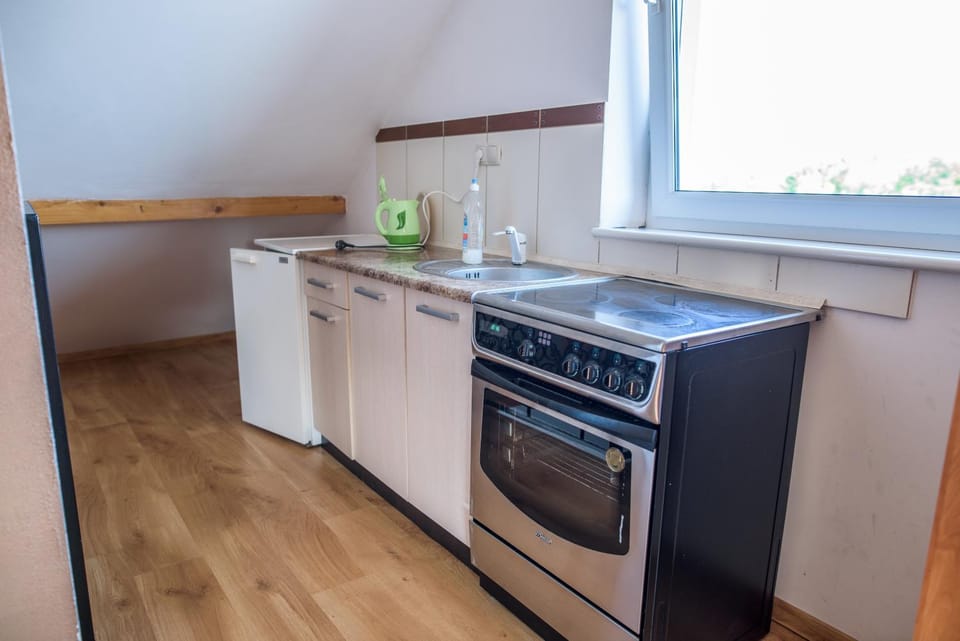 Kitchen or kitchenette, oven, stove
