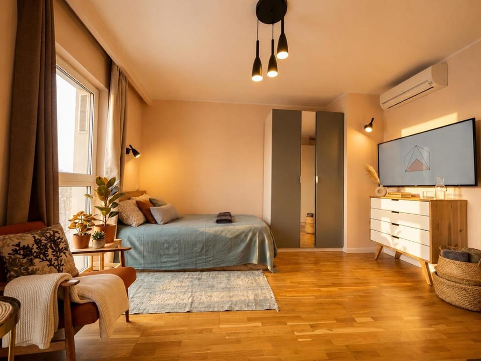 Bed, TV and multimedia, Photo of the whole room, air conditioner