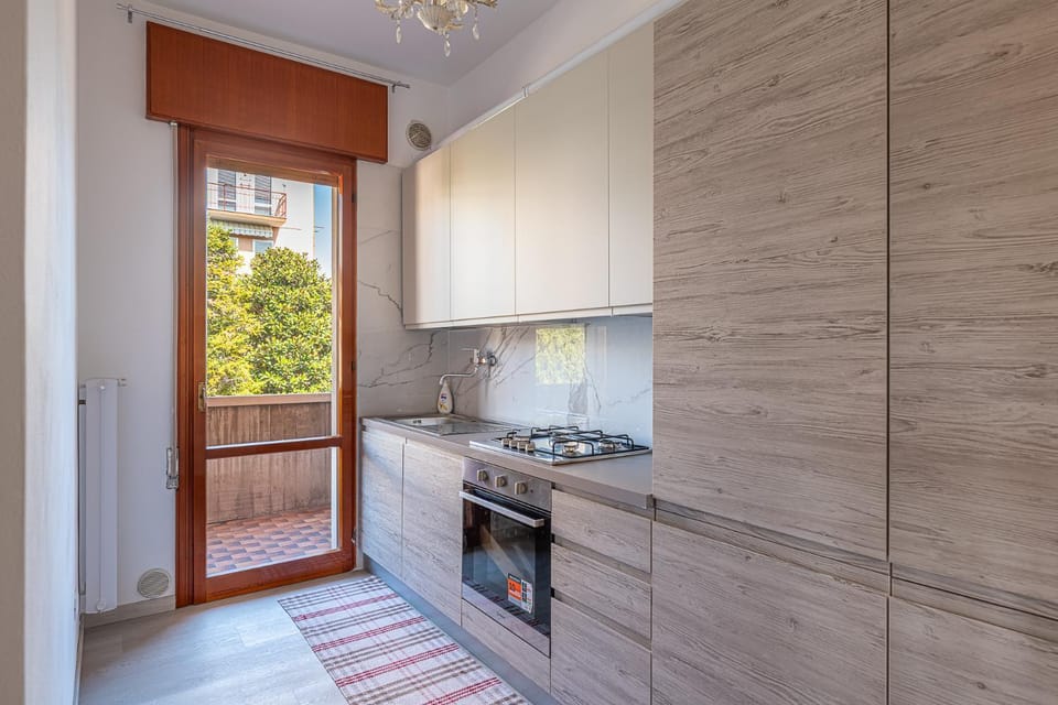 Kitchen or kitchenette, stove