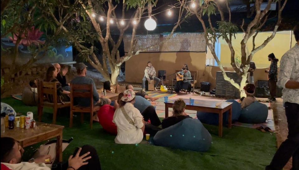 Garden, group of guests