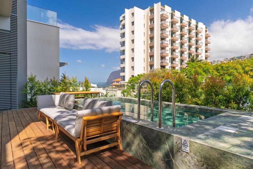 Property building, Patio, Day, Natural landscape, View (from property/room), Balcony/Terrace, Pool view, Swimming pool, sunbed