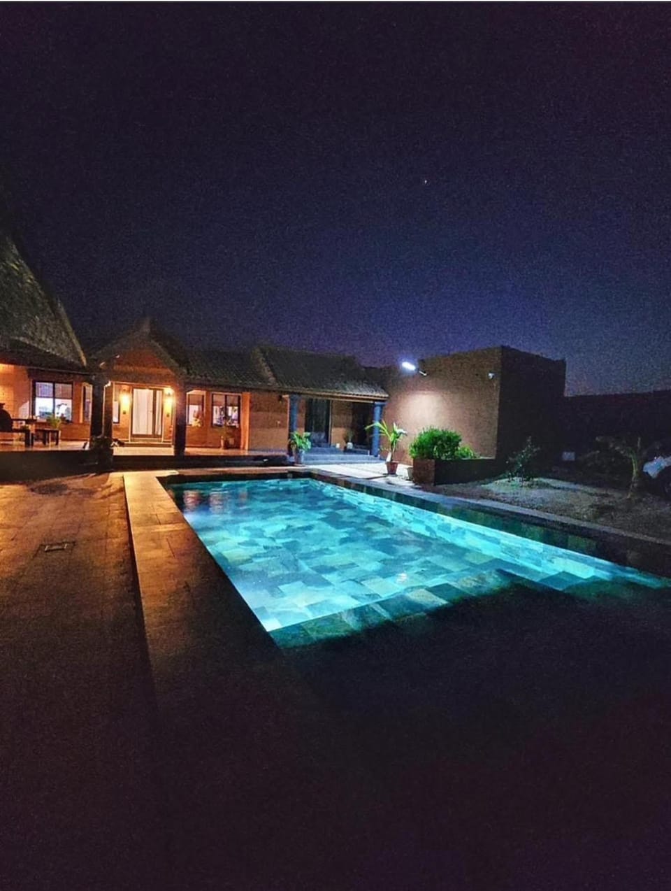 Night, Pool view, Swimming pool
