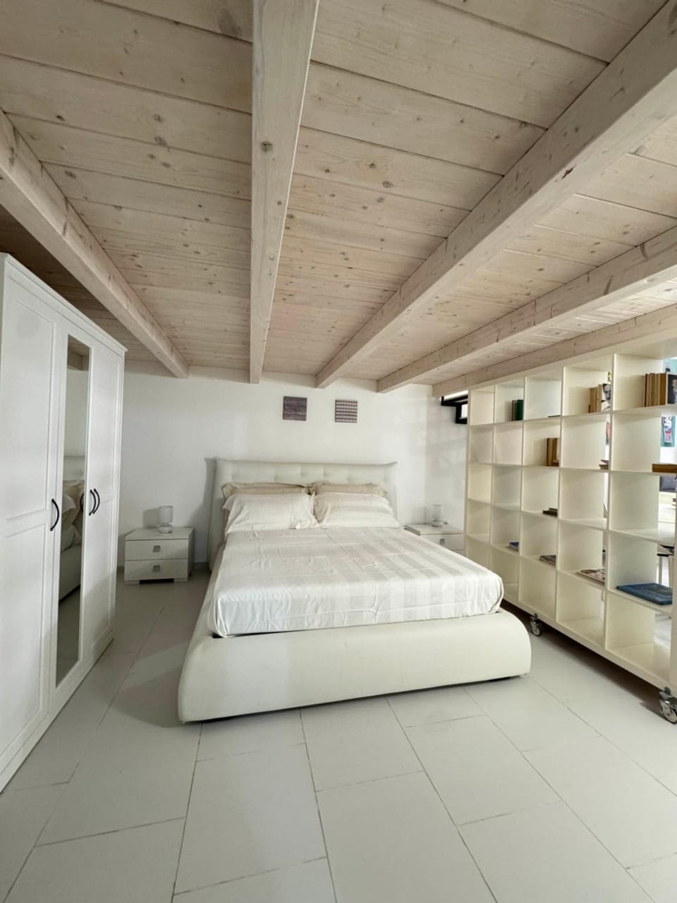 Bed, wardrobe