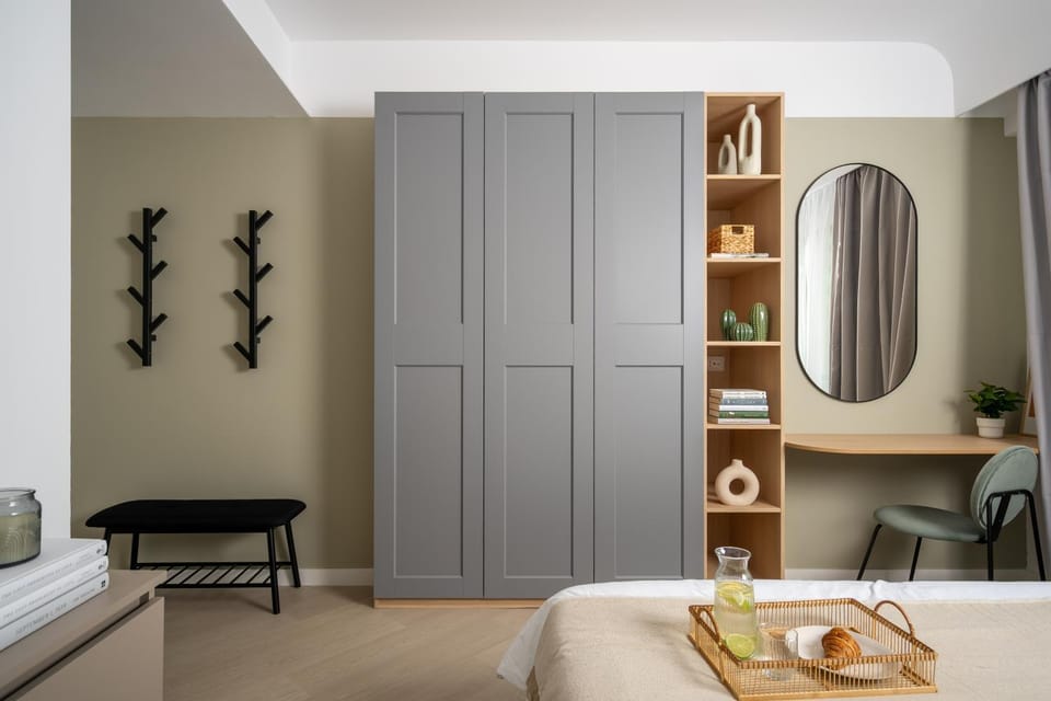 Bed, Photo of the whole room, Bedroom, wardrobe