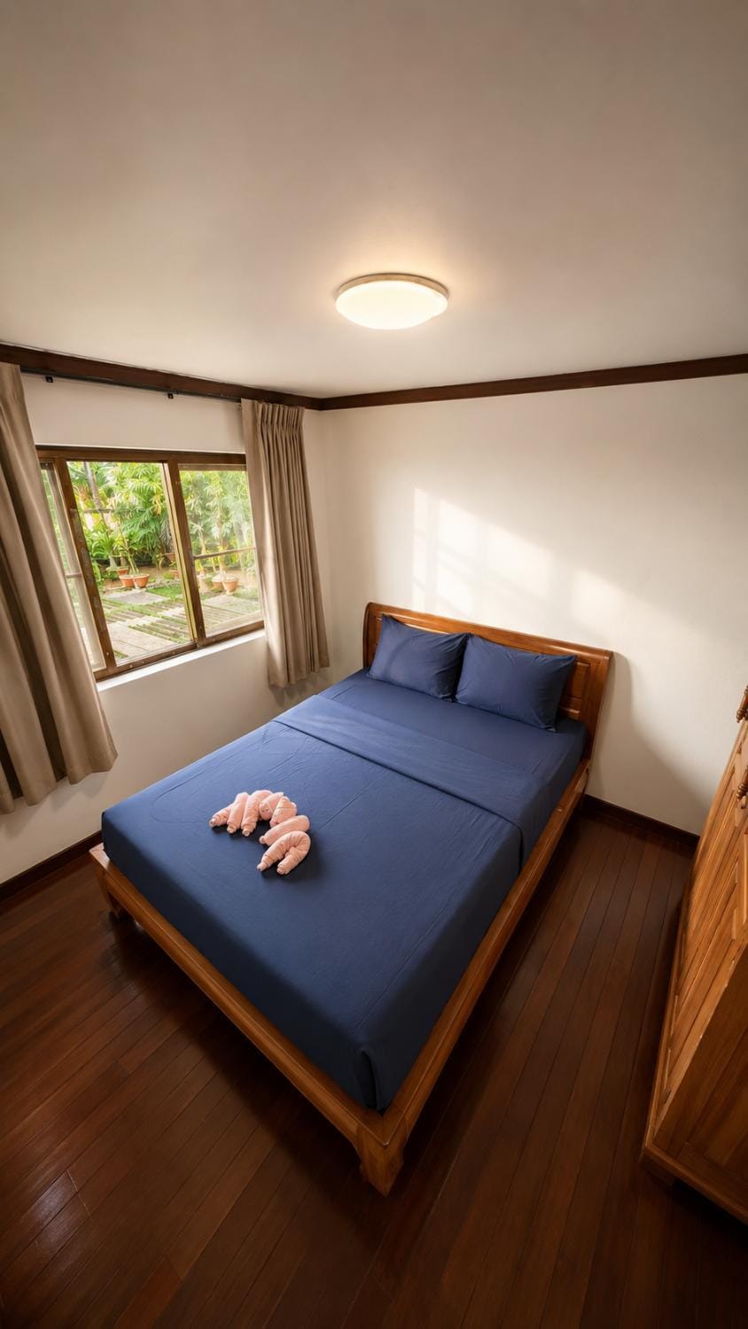 Bed, Bedroom, Garden view, Pool view