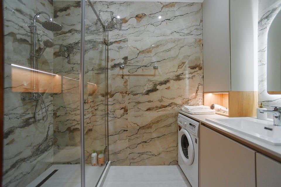 Shower, Bathroom, washing machine